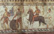 Greek Fubsoldaten and cavalry fresco unknow artist